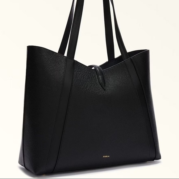 Furla Goccia Black Leather Tote Bag - Picture 2 of 4